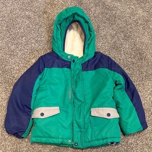 Cat & Jack Green and Navy Hooded Puffer Jacket